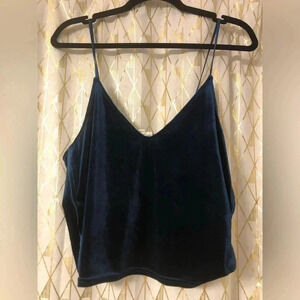 EUC! Cotton Candy LA blue velvet cropped Tank Top - size Medium
